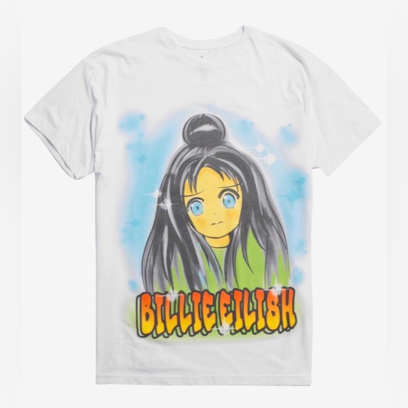 Billie Eilish 2019 Neon Anime Airbrush Graphic T-Shirt - Picture 2 of 3